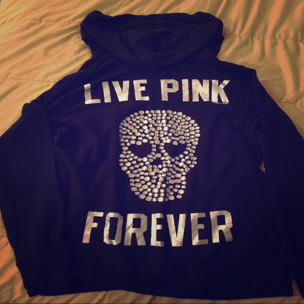 Victoria Secret zip up bedazzled Skull 💀